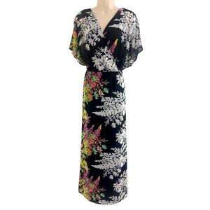 Lane Bryant Floral Print Chiffon Long Gown Maxi Dress Size 22/24 3X Plus Dolman